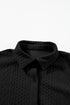 Cable Texture Button Front Puff Sleeve Shacket